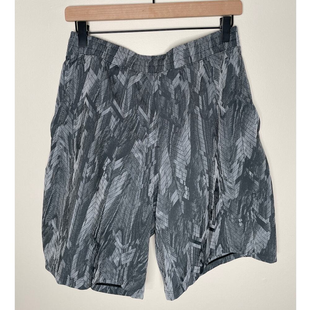LULULEMON Pace Breaker Short 9" Lined Grey Jacquard Geometric Running Gym Large